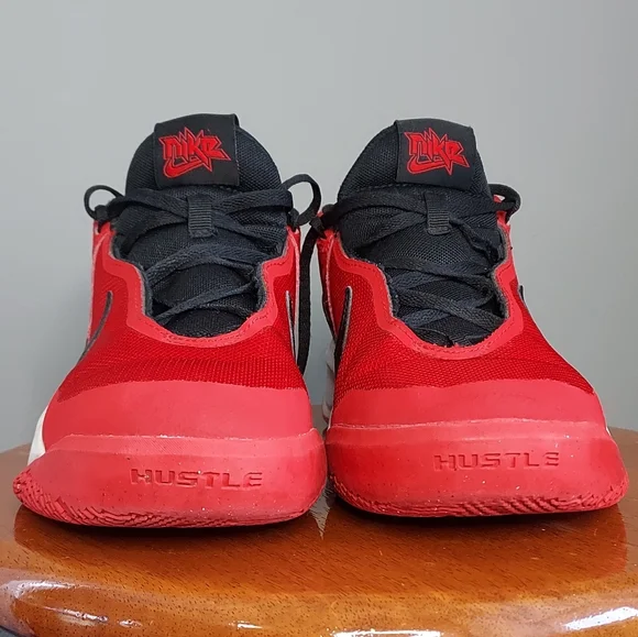 Nike, tennis shoes, bright red w/ black swoosh, youth size 5.5 - Picture 2 of 9